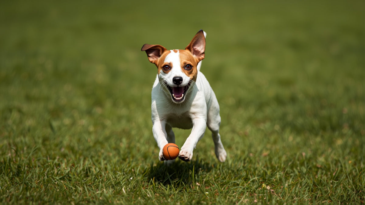 Jack Russell Terrier jumping for a ball