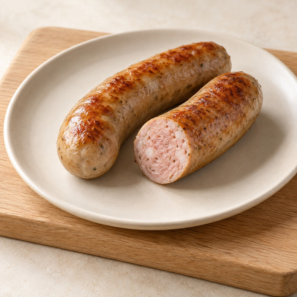 Wurst auf einem hellen Holzbrett