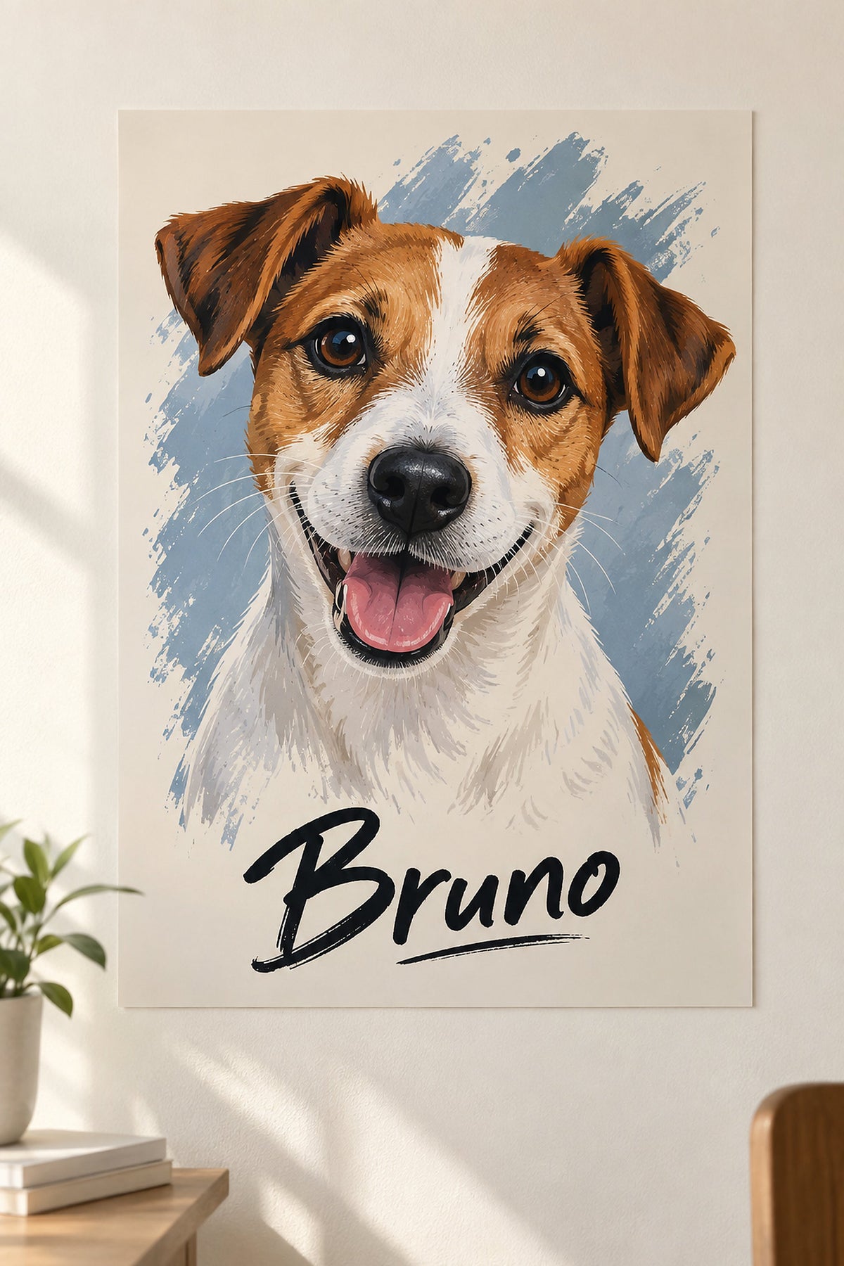 Jack Russell Terrier als Hundeportrait auf einem Poster