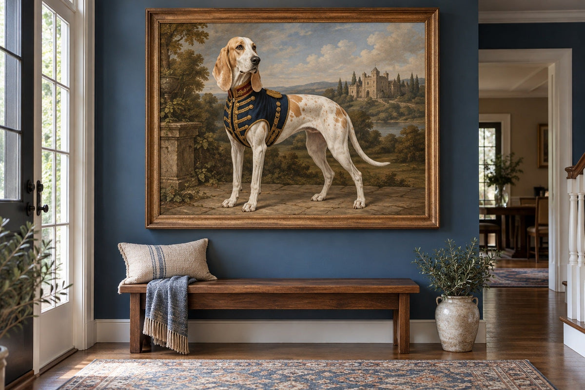 Porcelaine als Wandbild im Stil Royal mit kurzer Uniform, Raum: blauer Flur