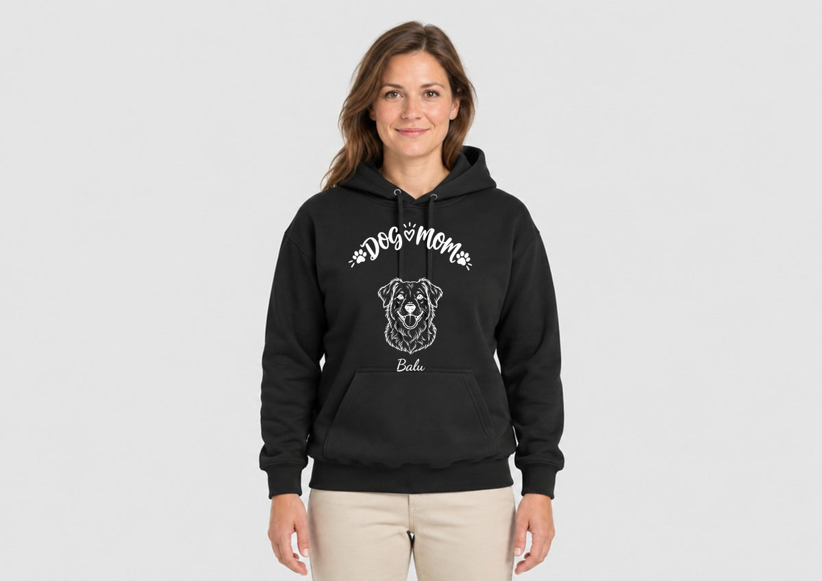 Dog Mom mit Foto deines Hundes, Hoodie dunkel