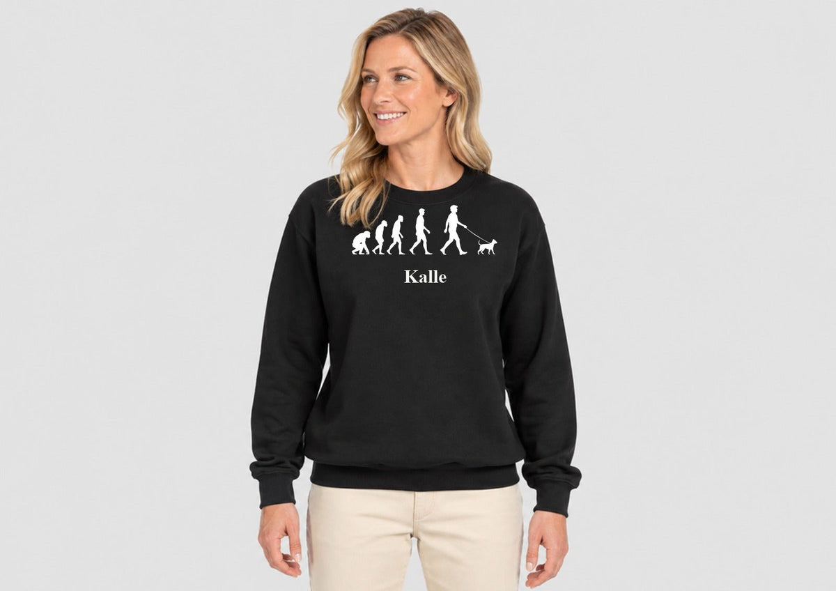 Pet Evolution mit Namen deines Hundes, Sweatshirt dunkel