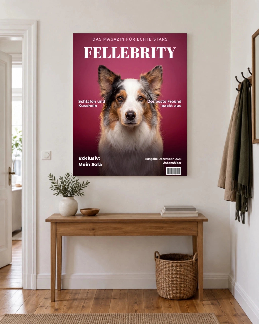 Magazin-Cover auf Leinwand im Flur