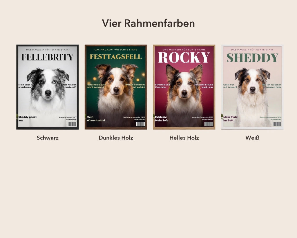 Vier Rahmenfarben im Vergleich