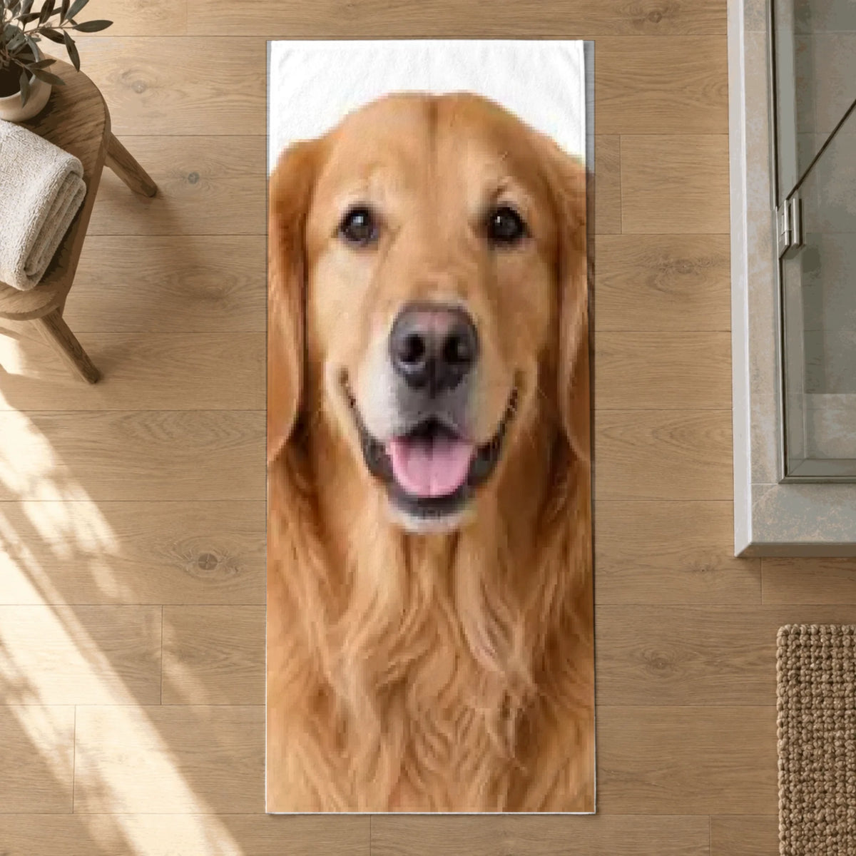 Badetuch mit Hundeportrait und Namen, Beispielmotiv