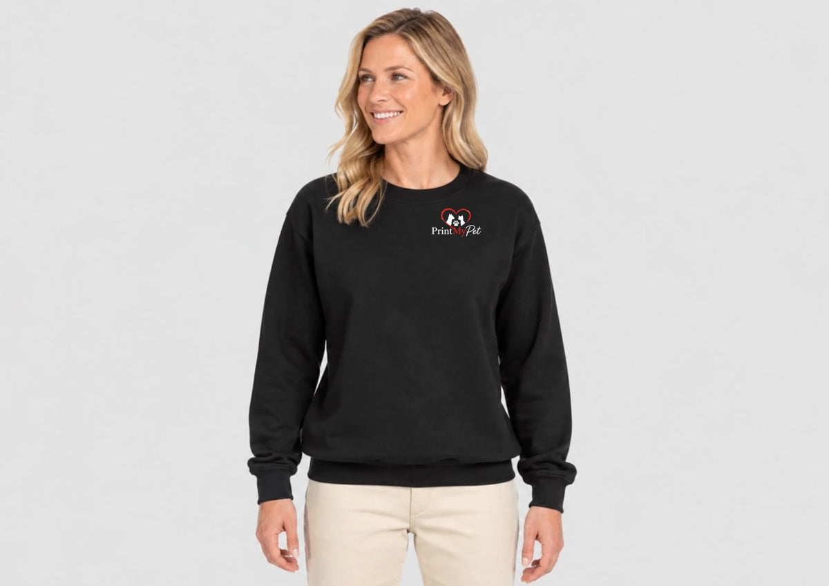 PrintMyPet Edition Sweatshirt in Schwarz mit weiß-rotem Logo auf der Brust