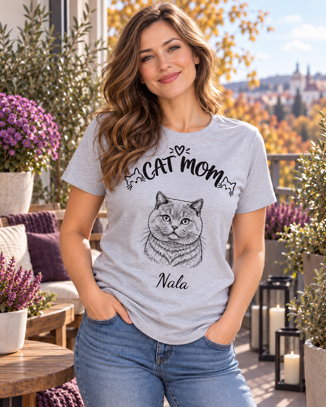 Cat Mom: T-Shirt, Hoodie oder Sweatshirt mit Foto deiner Katze – neue Produktansicht