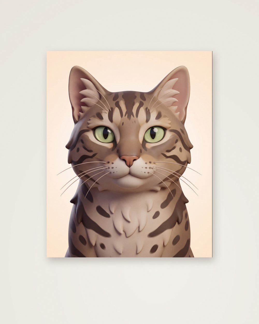Katzenportrait im Stil 3D-Cartoon als Poster, Beispiel
