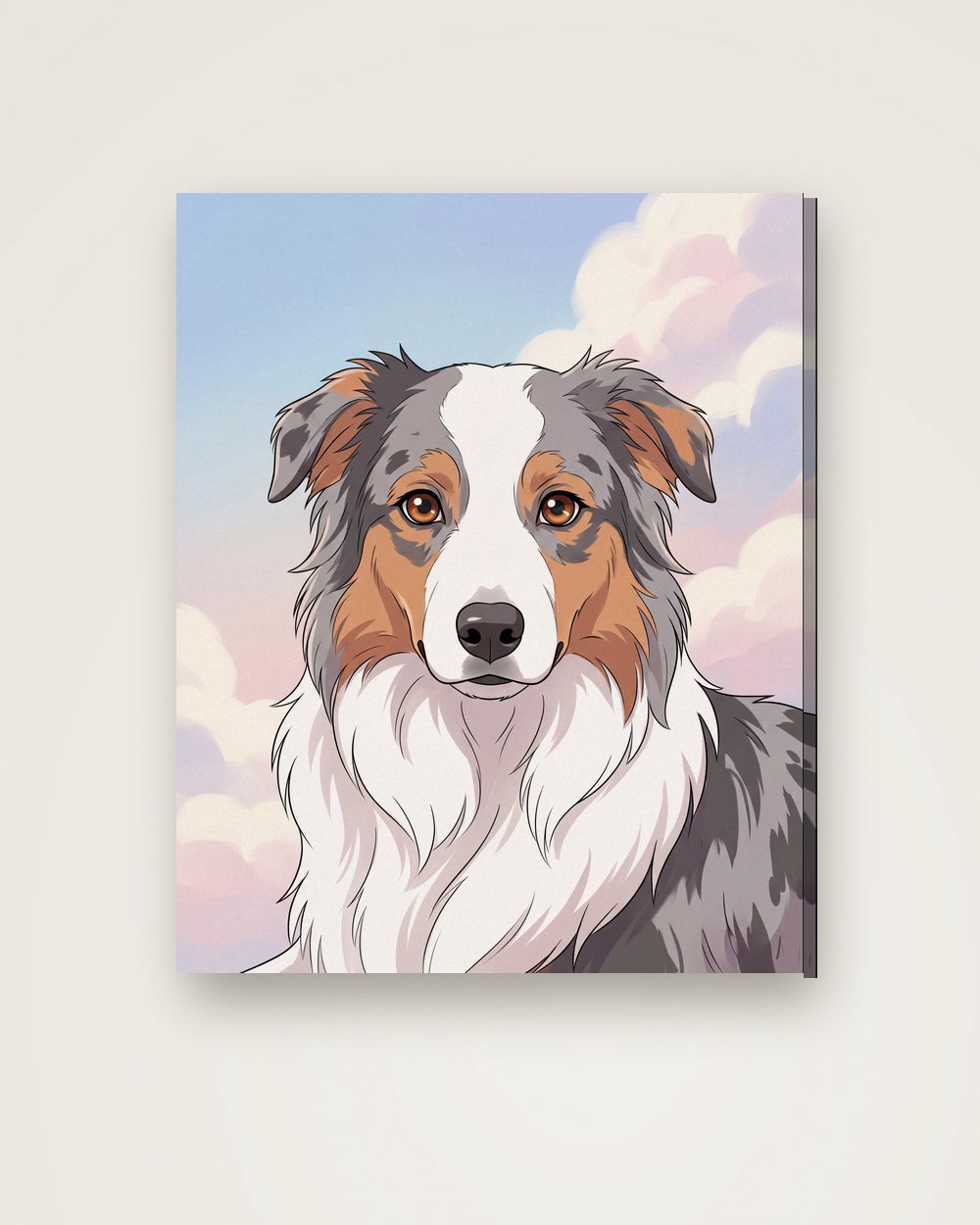 Hundeportrait im Stil Anime auf Leinwand, Beispiel