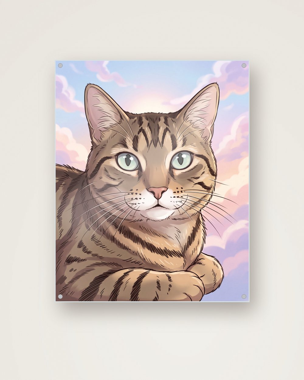 Katzenportrait im Stil Anime auf Acrylglas, Beispiel