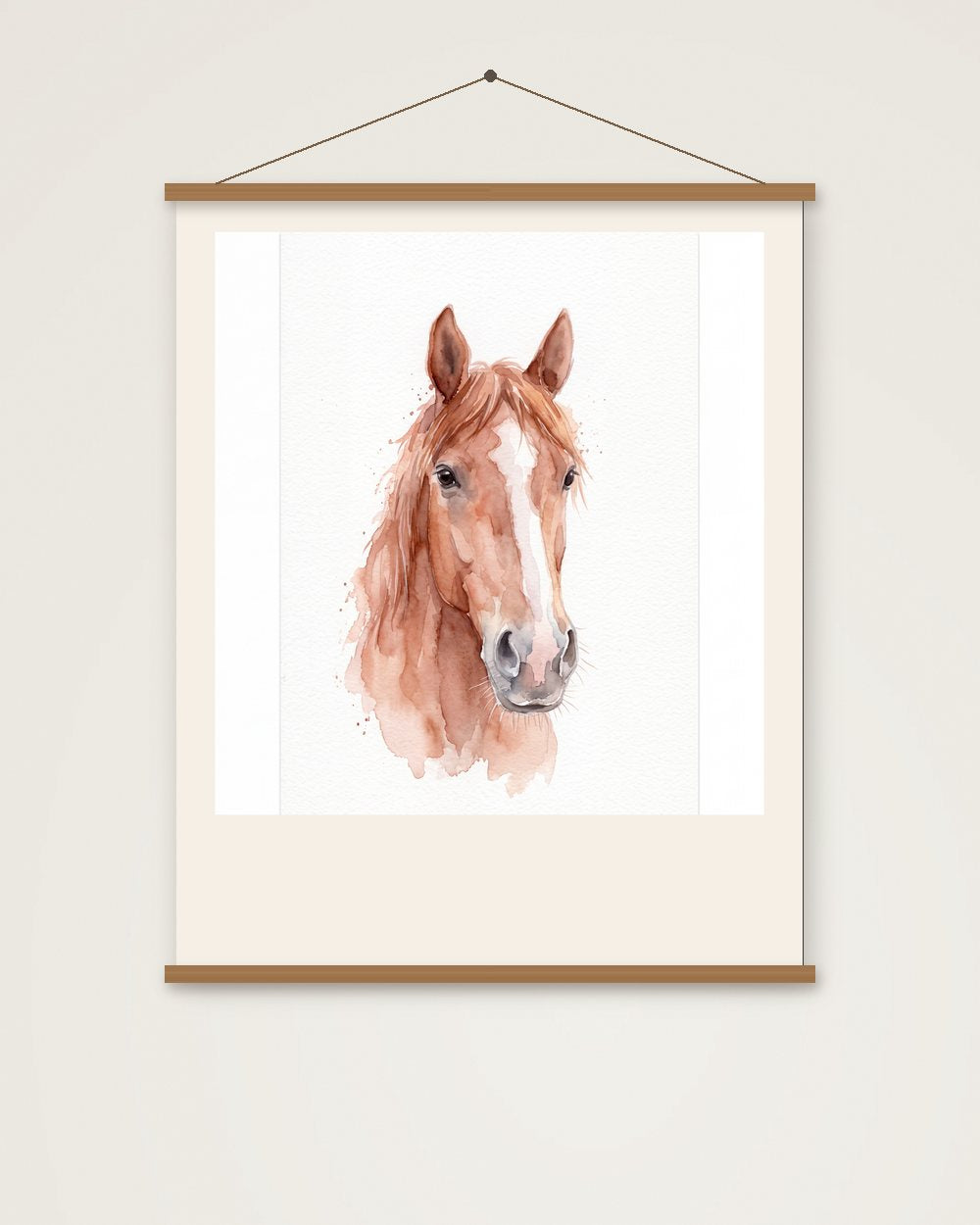 Pferdeportrait im Stil Aquarell als Poster mit Aufhängung, Beispiel