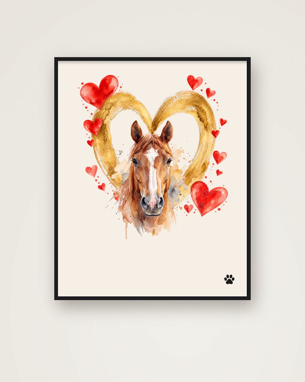 Pferdeportrait im Stil Herzensbild als Poster im Metallrahmen, Beispiel