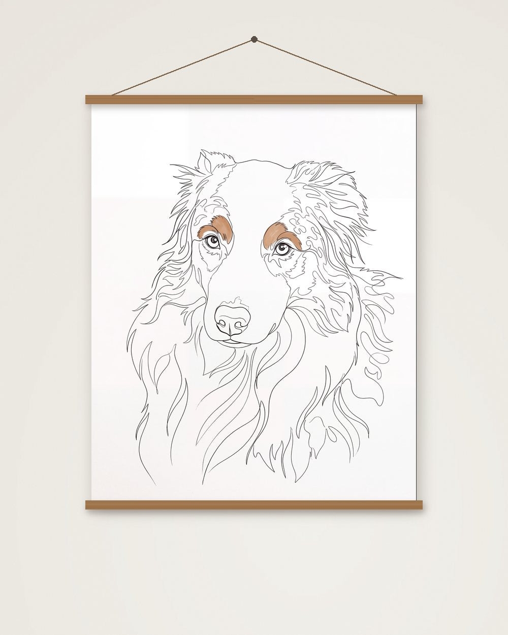 Hundeportrait im Stil Minimal als Poster mit Aufhängung, Beispiel