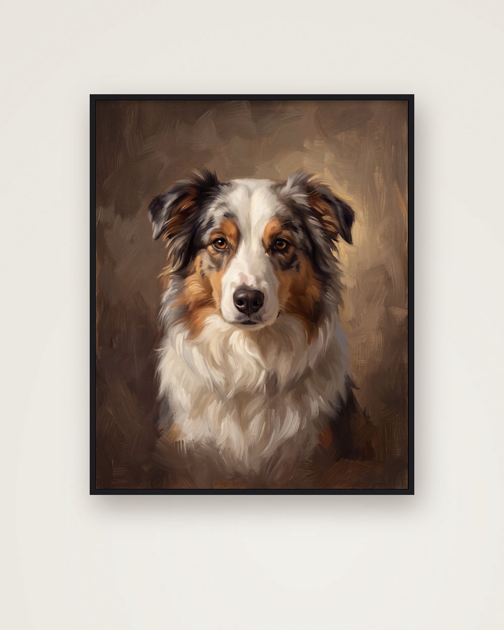 Hundeportrait im Stil Klassisches Ölgemälde als Poster im Metallrahmen, Beispiel