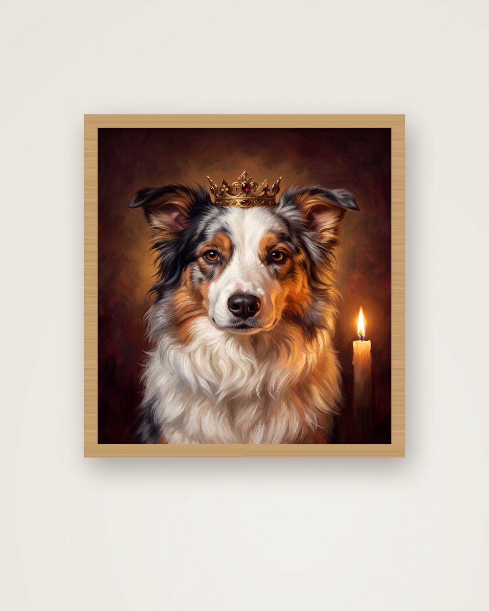 Hundeportrait im Stil Royal als Poster im Holzrahmen, Beispiel