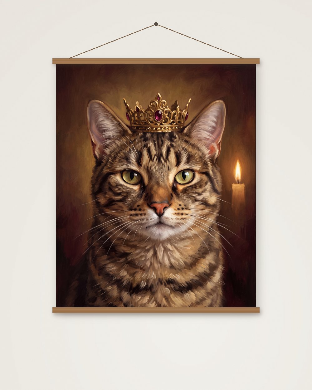 Katzenportrait im Stil Royal als Poster mit Aufhängung, Beispiel